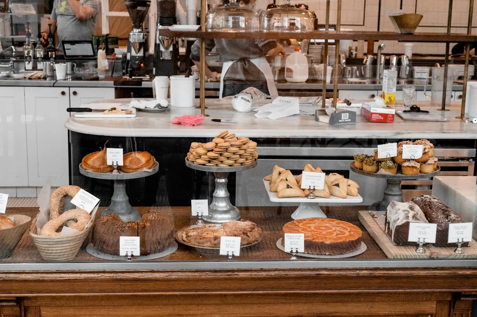 Café counter stocked with homemade bakes